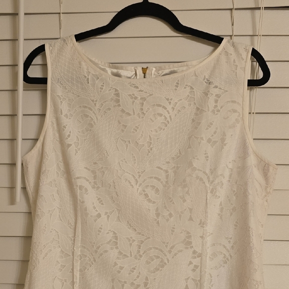 Tahari White Sheath Mini Dress Sleeveless Bateau - Picture 3 of 13